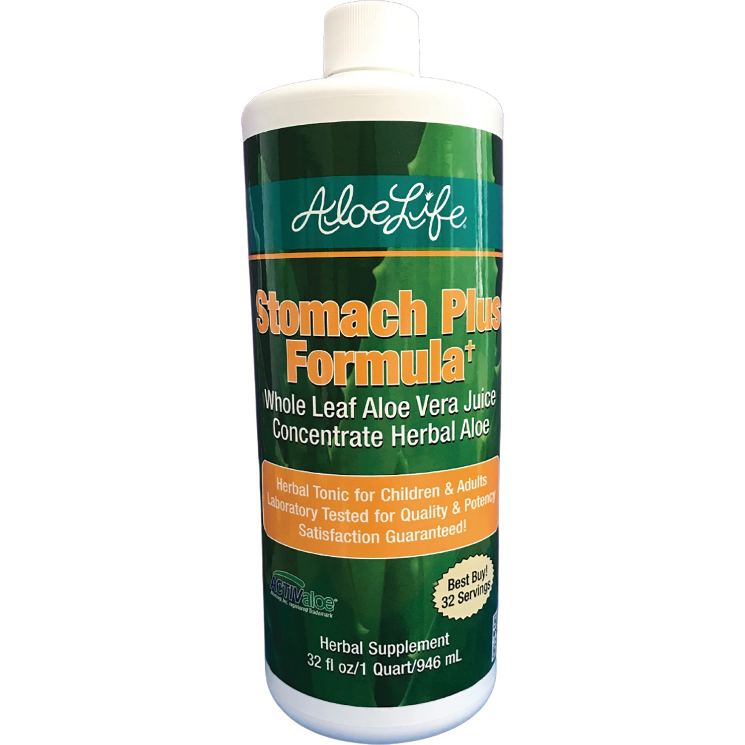 ALI004 | AloeLife Stomach Plus Formula+ whole leaf aloe vera juice concentrate herbal aloe, 32 fl oz