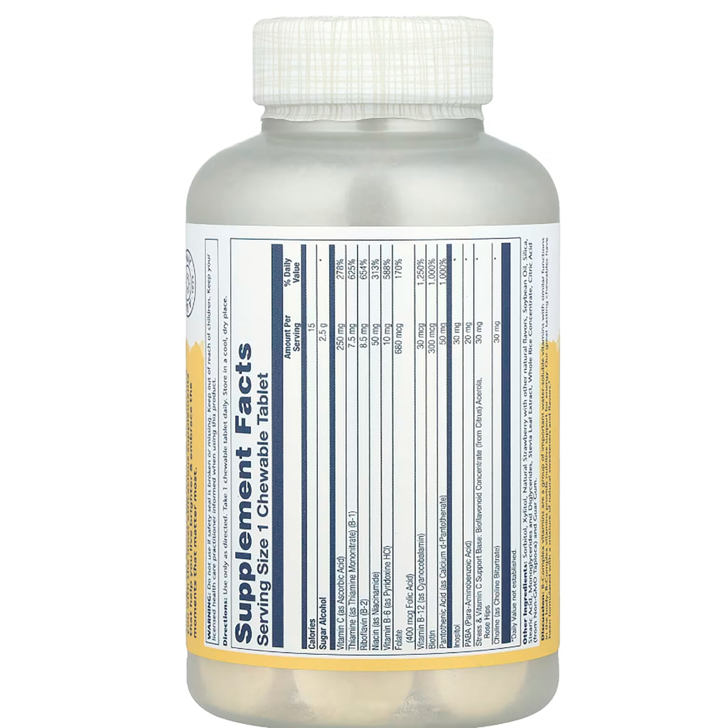 SLR191 | Solaray High Potency Vitamin B-Complex Chewables, supplement facts - Thumbnail