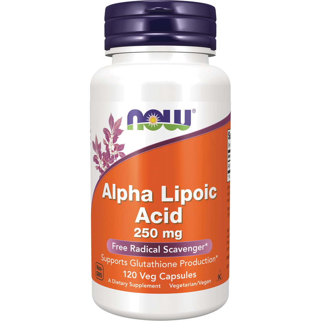NWF724 | NOW Alpha Lipoic Acid 250 mg bottle front, 120 Veg Capsules - Thumbnail