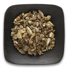 FNP391 | Dried chopped root pieces in a dark square bowl
