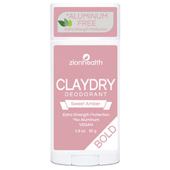 ZH043 | Zionhealth ClayDry Deodorant, Sweet Amber, aluminum free, extra strength, 2.8 oz (80 g)