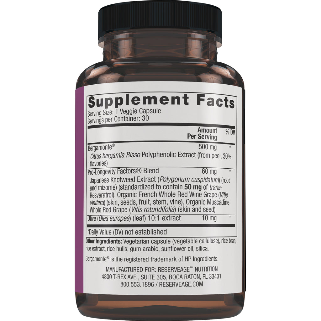 RSA023 | Back label showing Supplement Facts panel with serving size 1 Veggie Capsule and ingredient list - Thumbnail