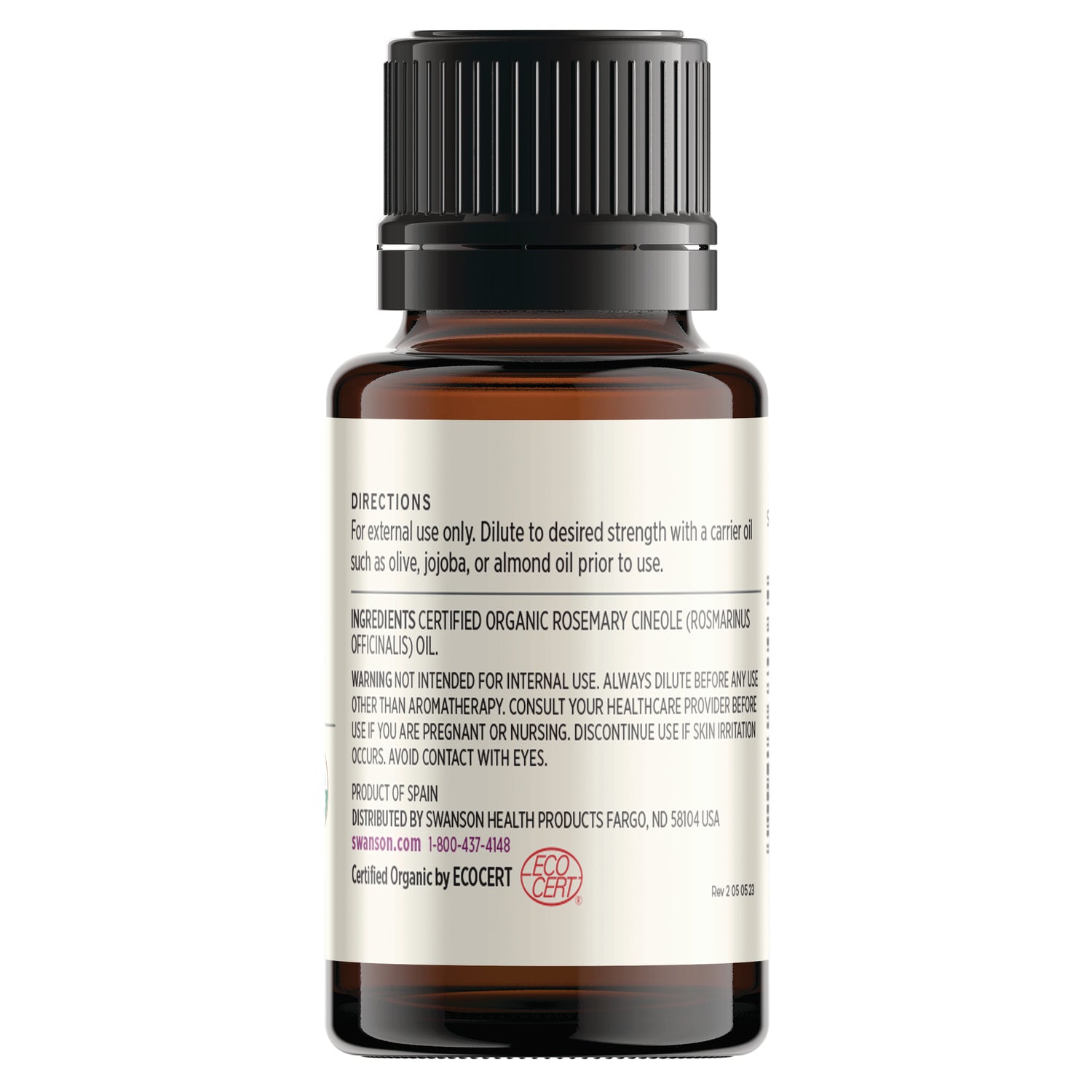 SWAR006 | Back label with directions, ingredients, warnings, and Ecocert certified organic seal