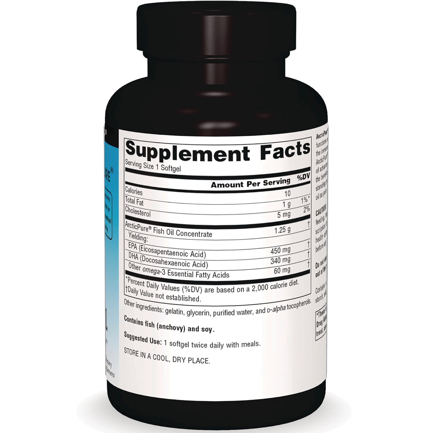 SN318 | Back label with Supplement Facts panel for fish oil softgels