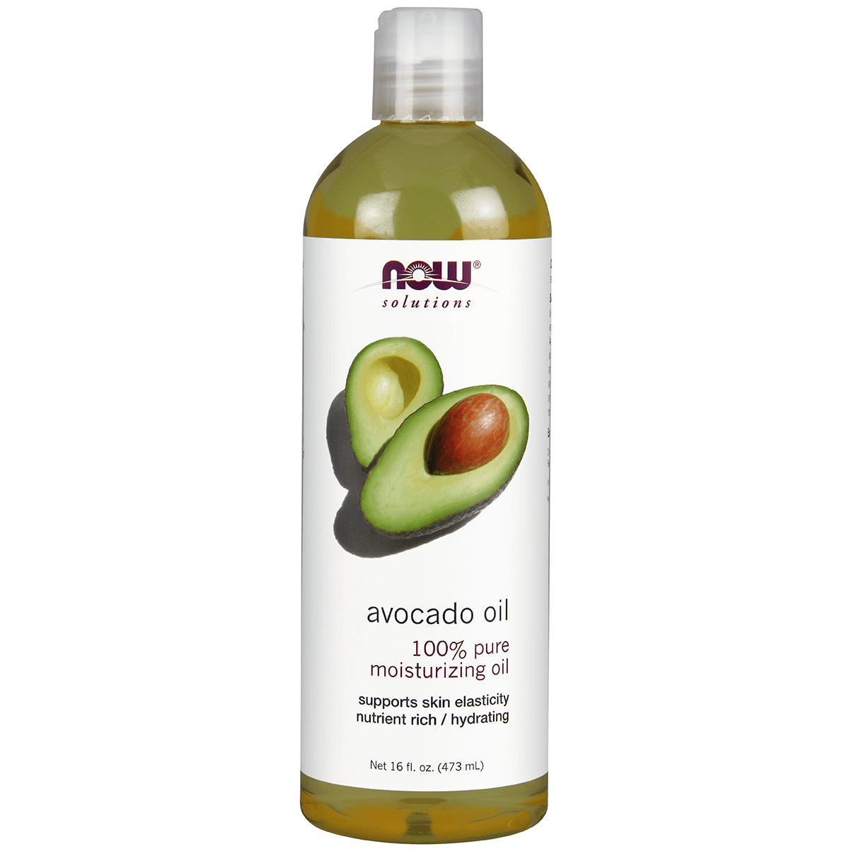 NWF1163 | Bottle of avocado oil with label showing halved avocado and 100% pure moisturizing oil