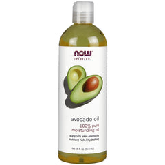 NWF1163 | Bottle of avocado oil with label showing halved avocado and 100% pure moisturizing oil