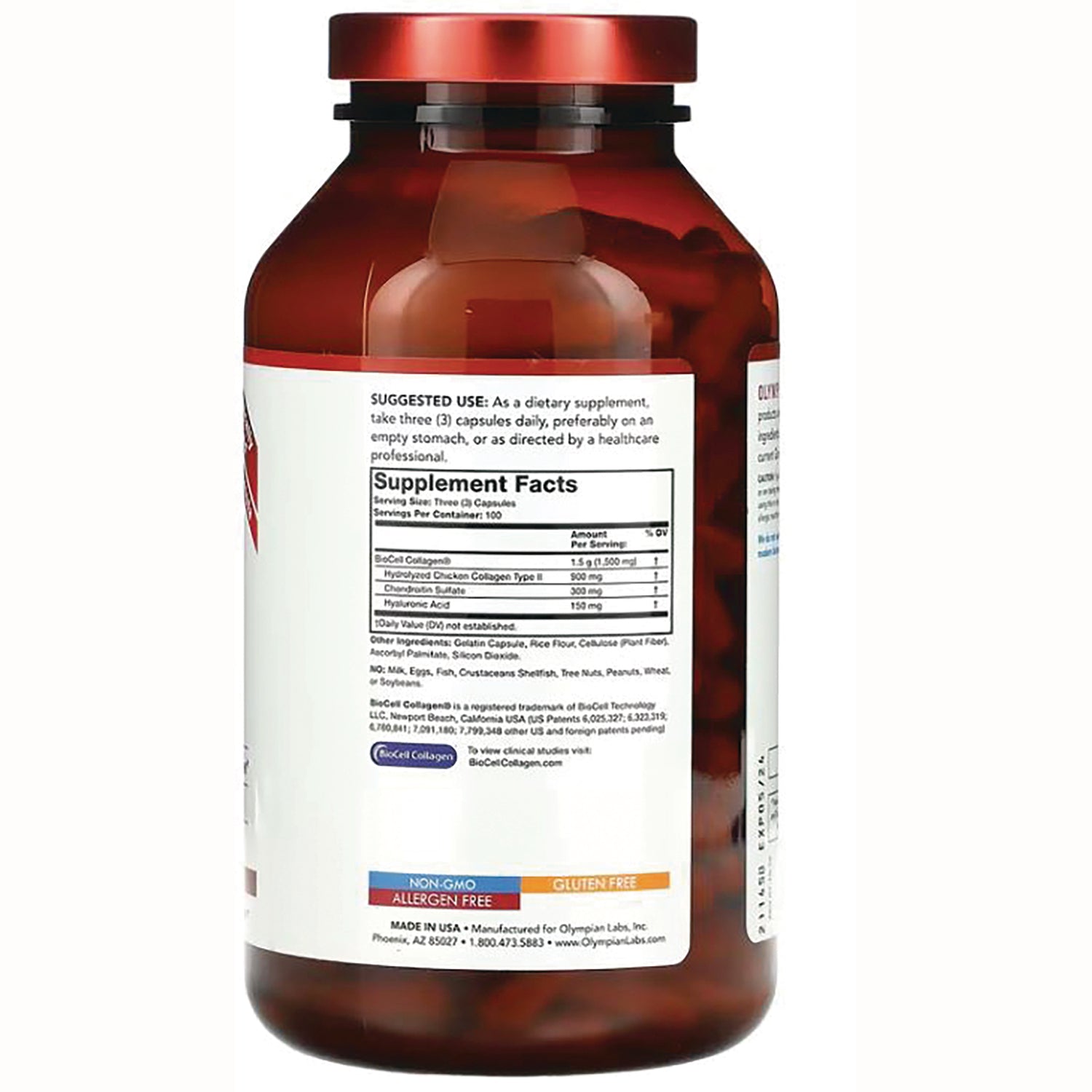OL114 | Brown supplement bottle back showing supplement facts panel and suggested use