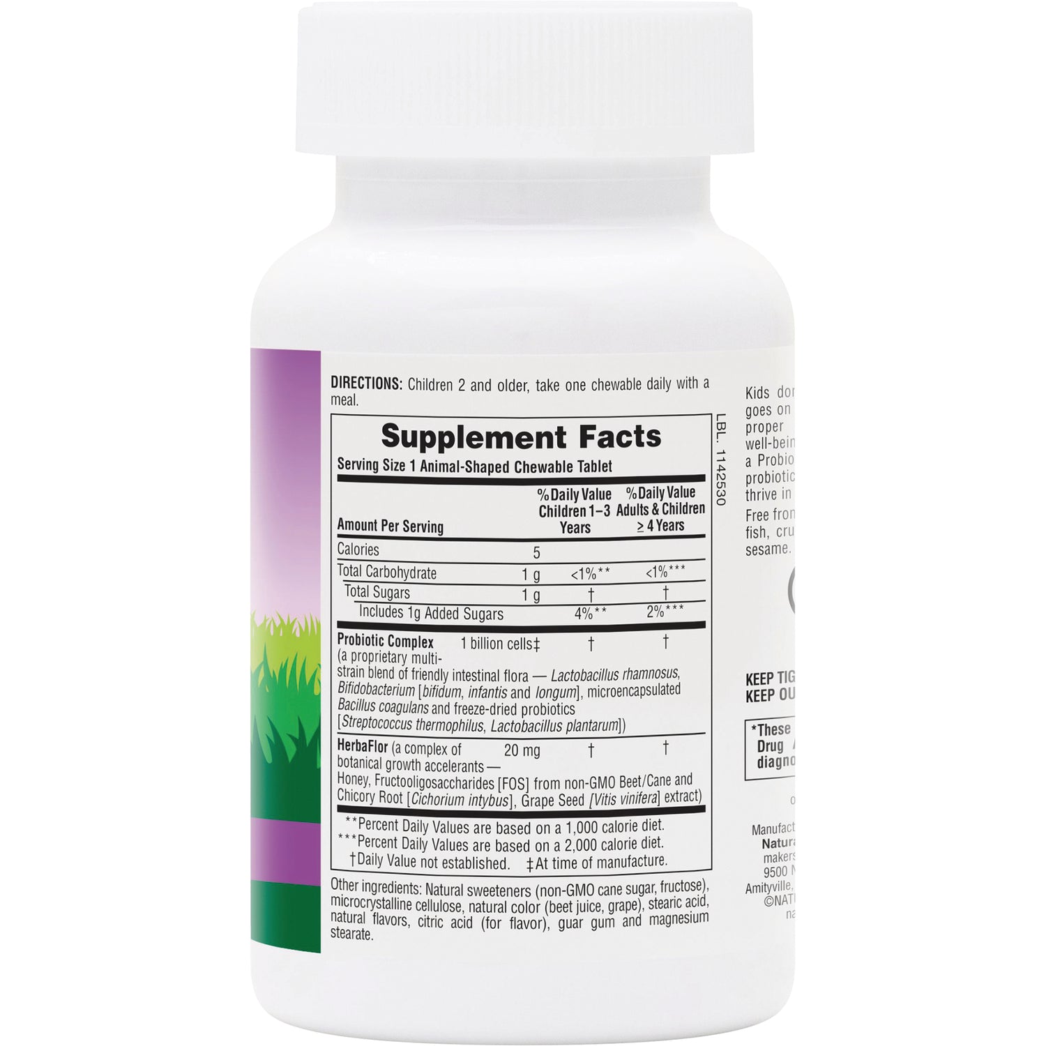 NTP062 | back of white supplement bottle showing Supplement Facts and ingredient panel