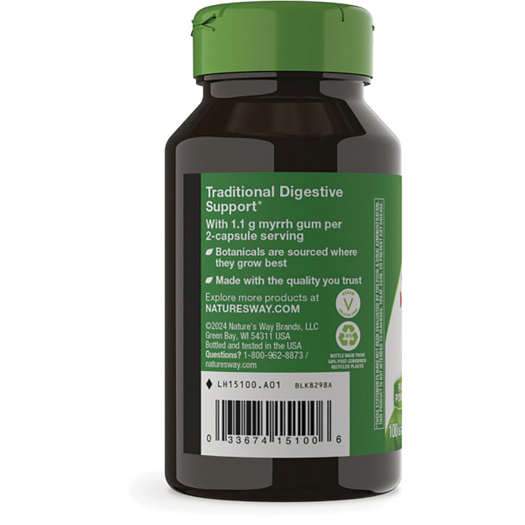 NW156 | Back label of brown supplement bottle reading Traditional Digestive Support, barcode and company info - Thumbnail