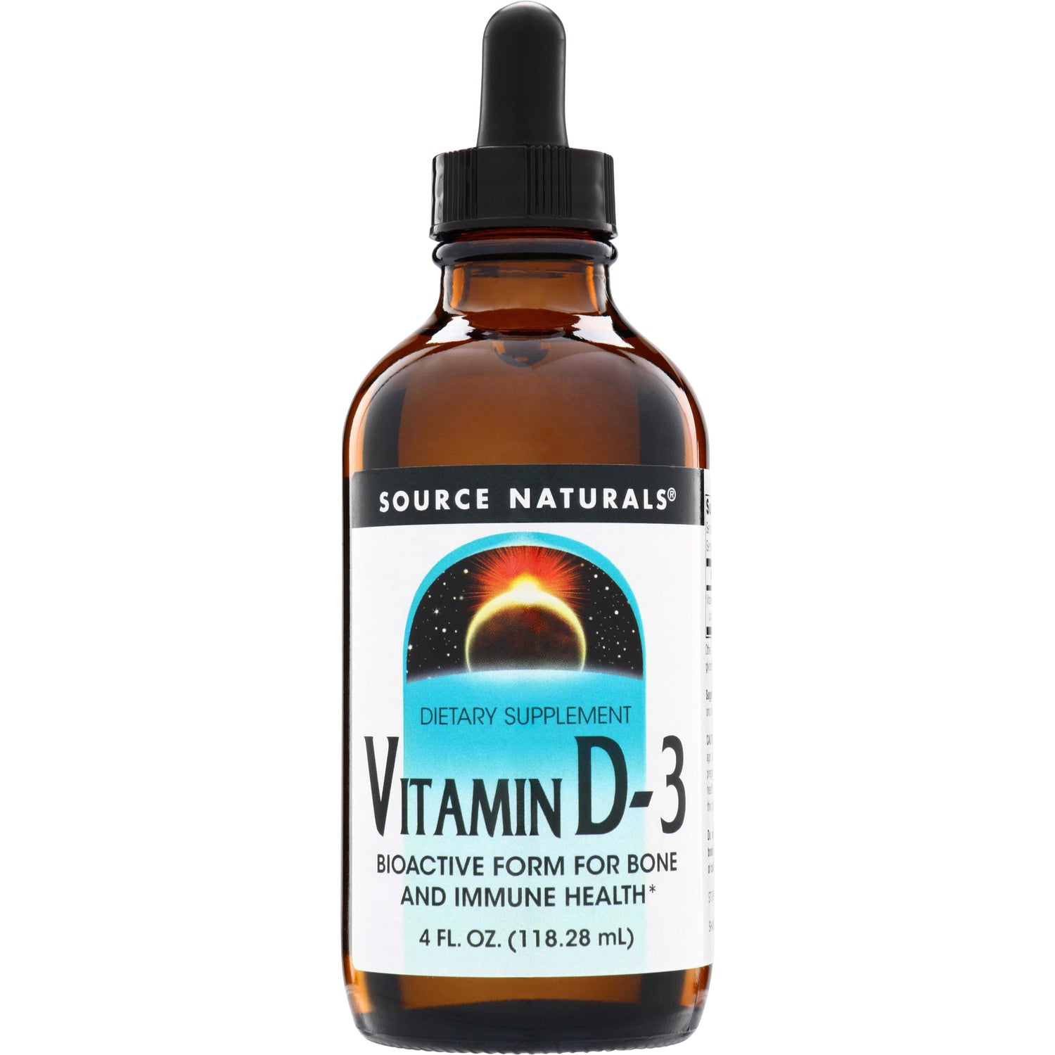 SN181 | Source Naturals Vitamin D-3 dietary supplement dropper bottle, 4 fl oz