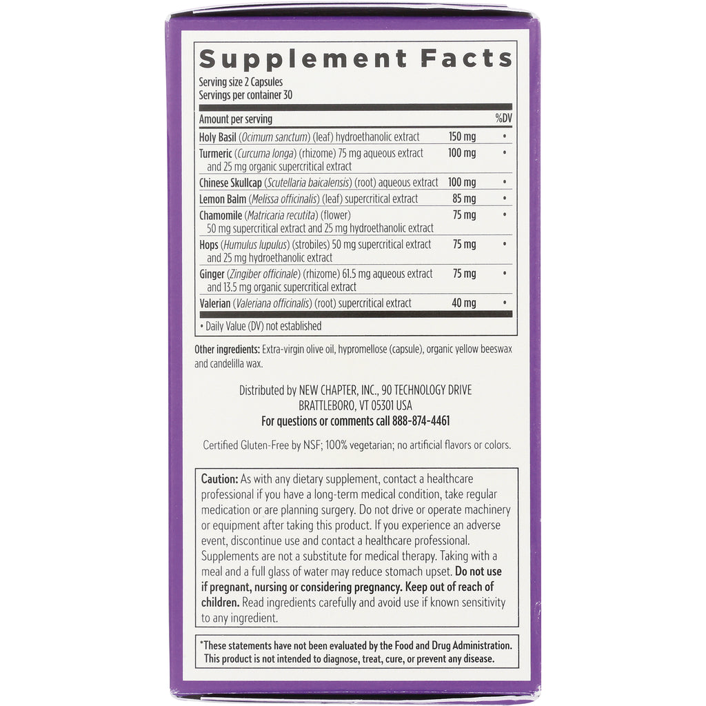 NWC281 | back of purple supplement box showing Supplement Facts panel, ingredient list, distributor and caution text - Thumbnail