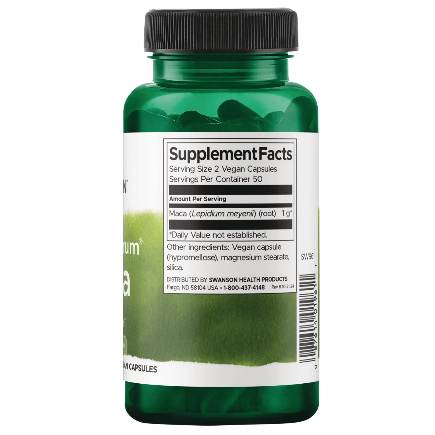 SW961 | Back label with supplement facts and serving information