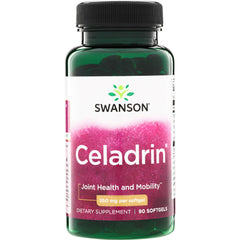 SWU275 | Swanson Celadrin softgels bottle, 350 mg per softgel, 90 count; front label reads 'Joint Health and Mobility'