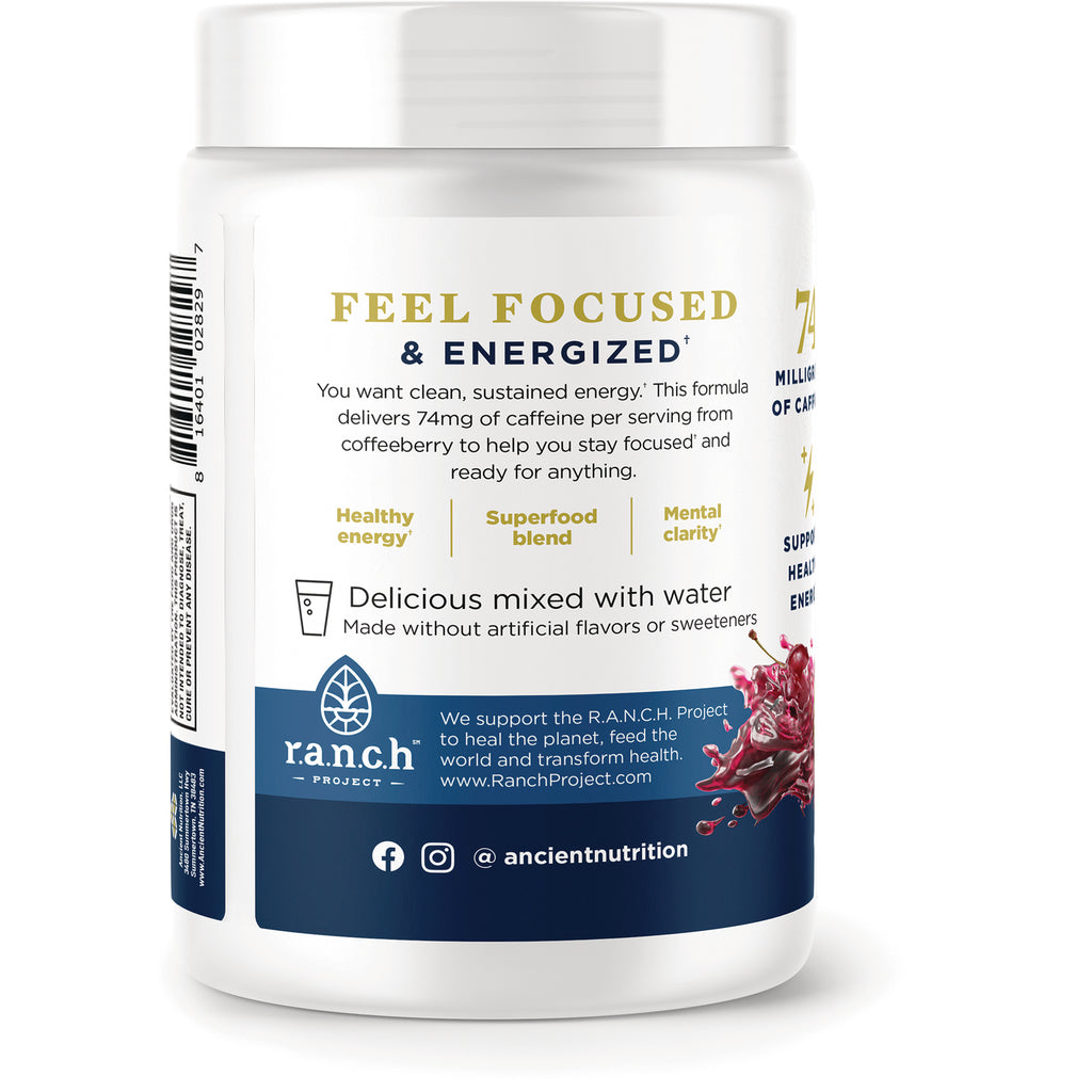 ATN145 | back label of white supplement jar reading FEEL FOCUSED & ENERGIZED with benefits text and r.a.n.c.h Project logo - Thumbnail