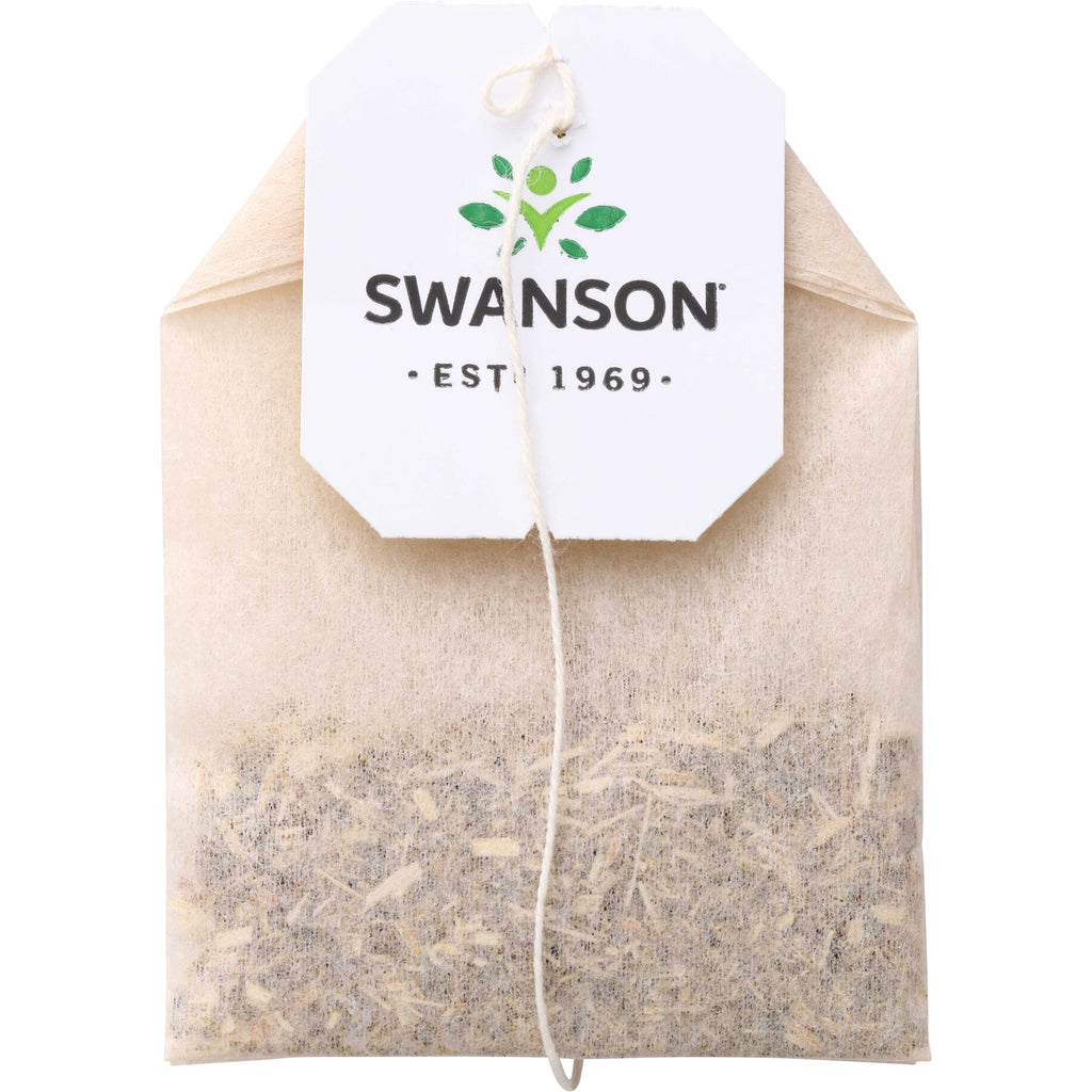 SWF079 | Tea bag with Swanson tag reading "SWANSON  EST. 1969" showing loose herbal tea inside - Thumbnail