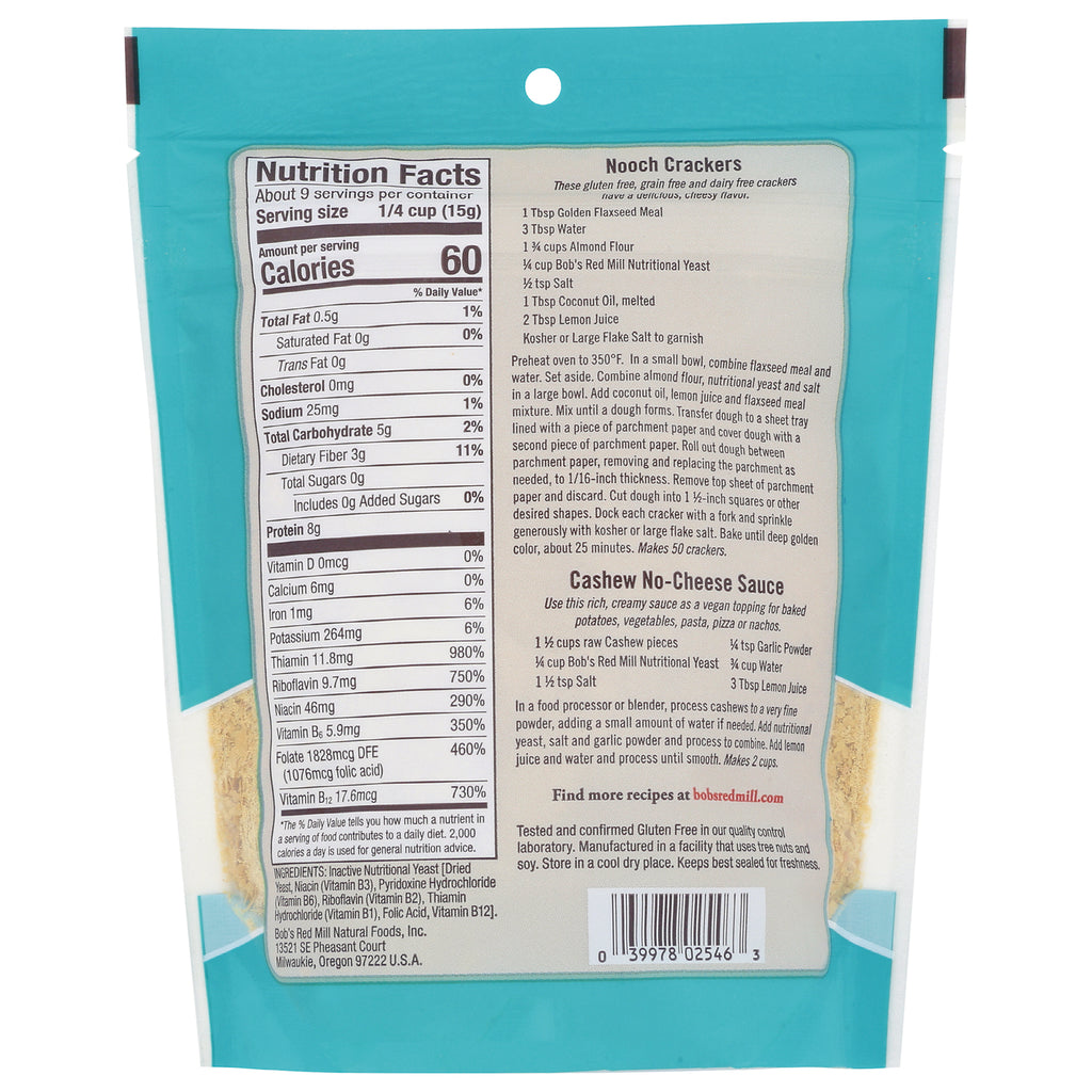 BOB335 | Back of teal product pouch showing Nutrition Facts panel, recipe text and barcode - Thumbnail