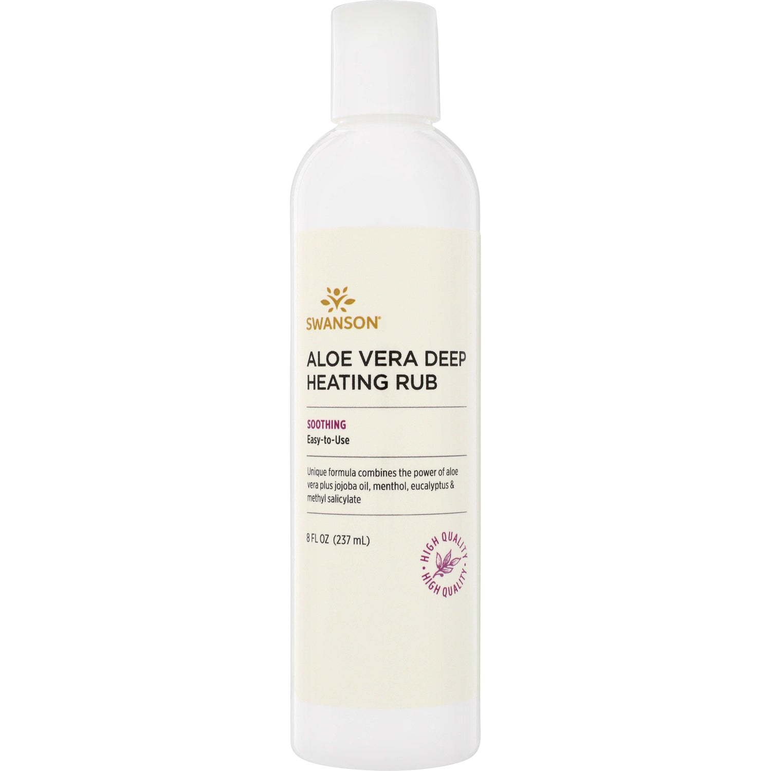 SW265 | Swanson Aloe Vera Deep Heating Rub bottle front, soothing formula, 8 fl oz