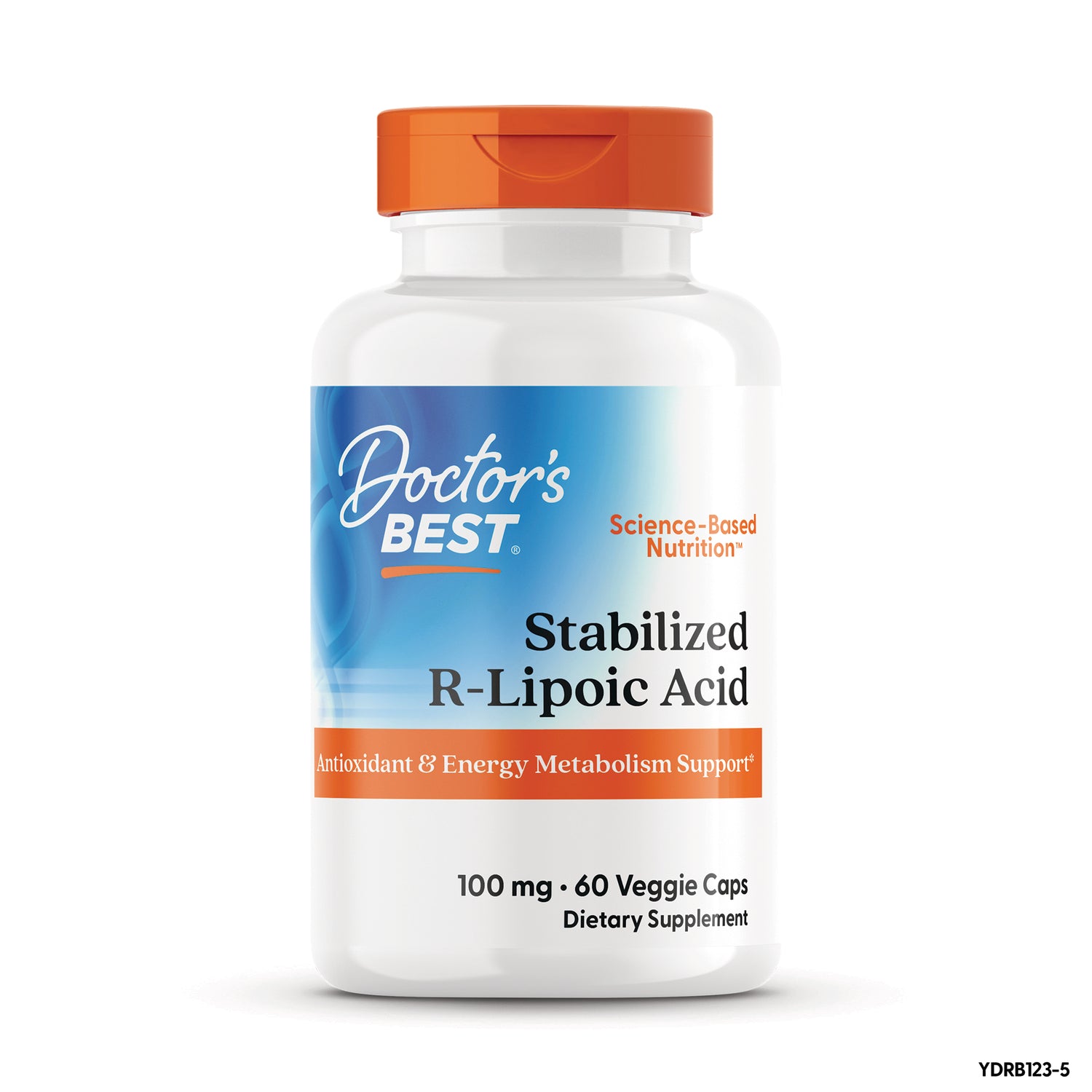 DB098 | Doctor's Best Stabilized R-Lipoic Acid supplement bottle, 100 mg, 60 veggie caps