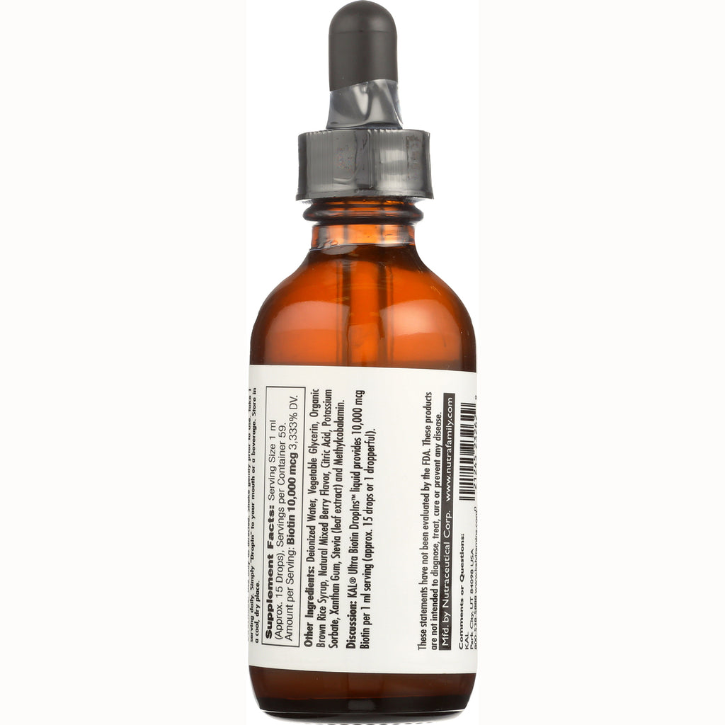 KL553 | amber dropper bottle back label showing supplement facts, ingredients and barcode - Thumbnail