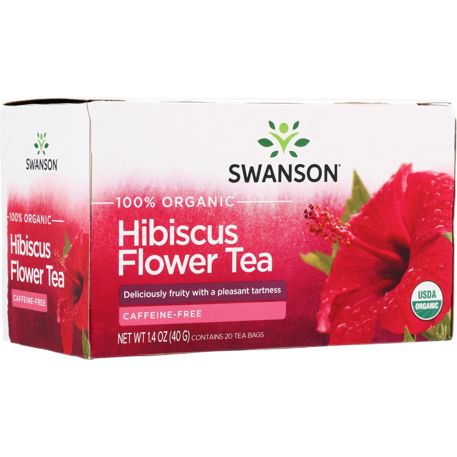SWF091 | Swanson 100% Organic Hibiscus Flower Tea, caffeine-free, 20 tea bags box
