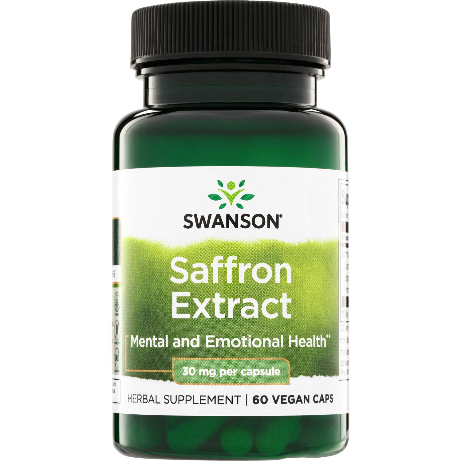 SWH298 | Swanson Saffron Extract bottle front, 30 mg per capsule, 60 vegan caps