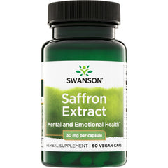 SWH298 | Swanson Saffron Extract bottle front, 30 mg per capsule, 60 vegan caps