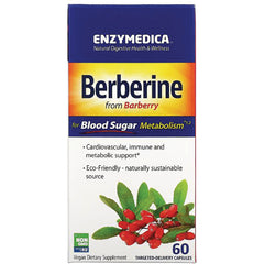 EMD063 | Enzymedica Berberine from Barberry supplement box for blood sugar metabolism, 60 targeted-delivery vegan capsules