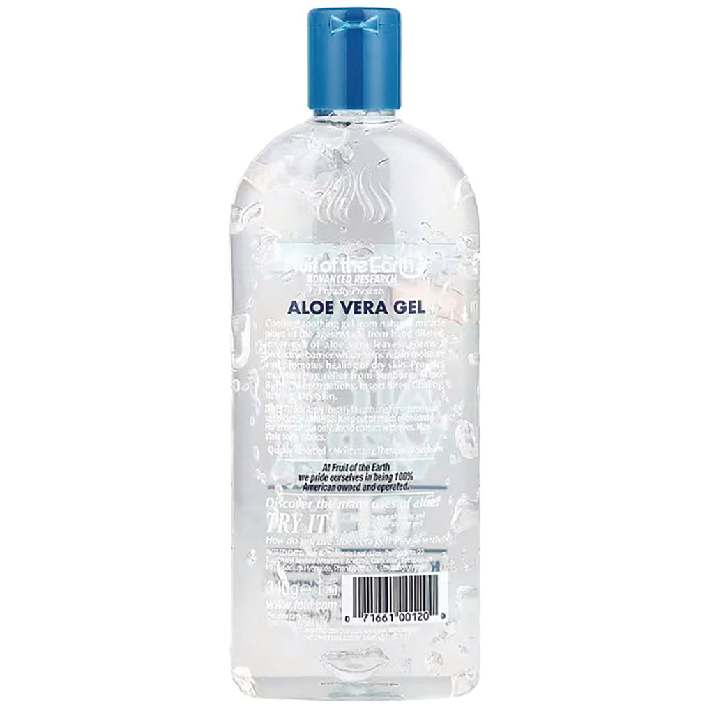 FE003 | Back label of clear aloe vera gel bottle showing ALOE VERA GEL text, ingredients and barcode - Thumbnail