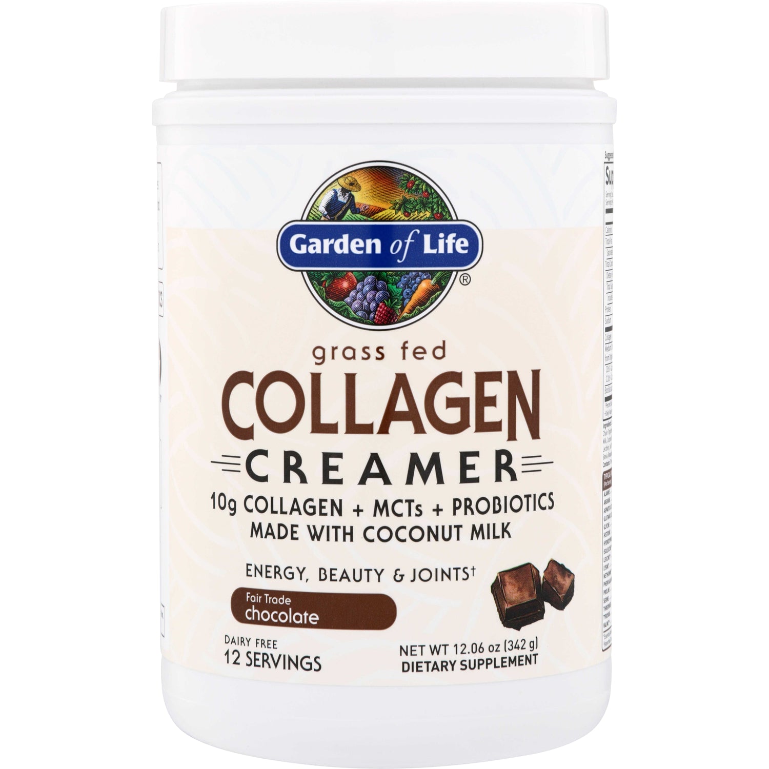 GLF306 | Garden of Life Grass Fed Collagen Creamer, Fair Trade Chocolate, 12 servings