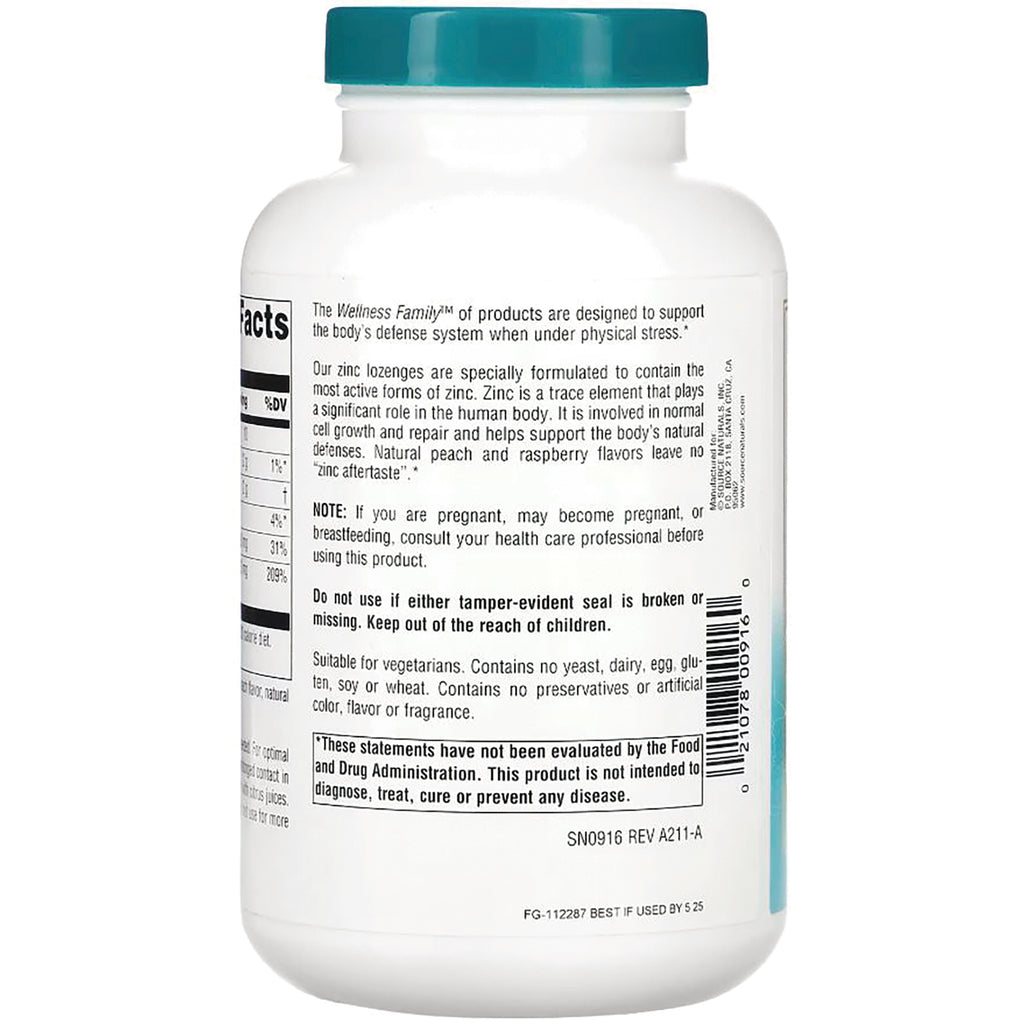 SN221 | Back label with Supplement Facts, ingredients, warnings, and barcode on white bottle - Thumbnail