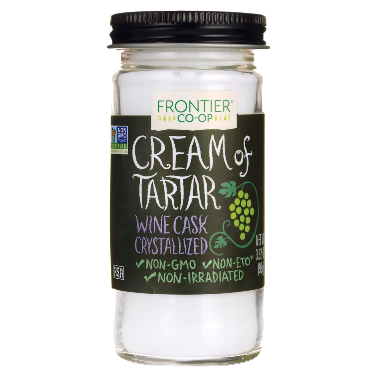 FNP379 | Frontier Co-op glass jar of Cream of Tartar labeled Wine Cask Crystallized, non-GMO