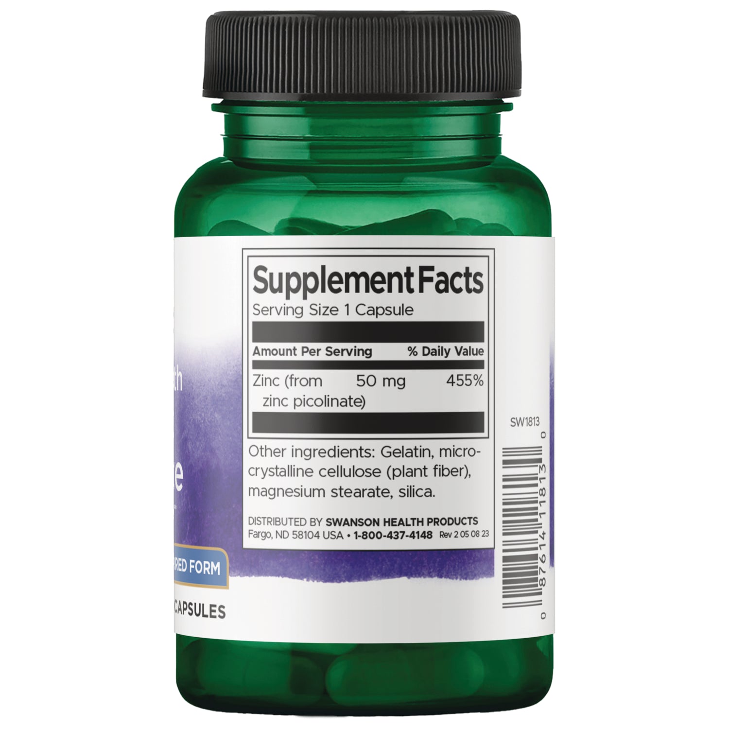SW1813 | Back label with supplement facts and serving information