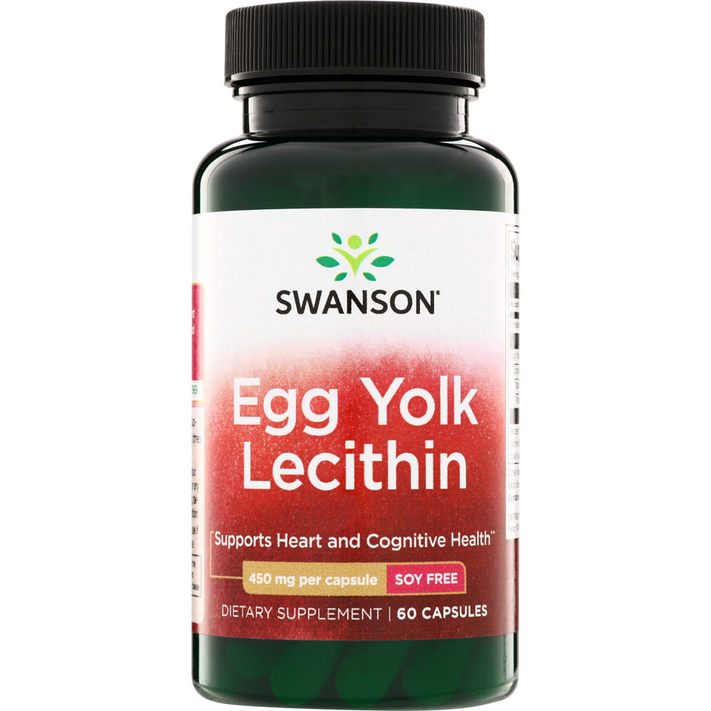 SW1337 | Swanson Egg Yolk Lecithin supplement bottle, 450 mg per capsule, soy free, 60 capsules - Thumbnail