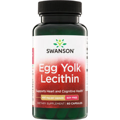 SW1337 | Swanson Egg Yolk Lecithin supplement bottle, 450 mg per capsule, soy free, 60 capsules
