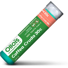 OLH003 | Tube of Coffea Cruda 30C homeopathic pellets with green and coral label