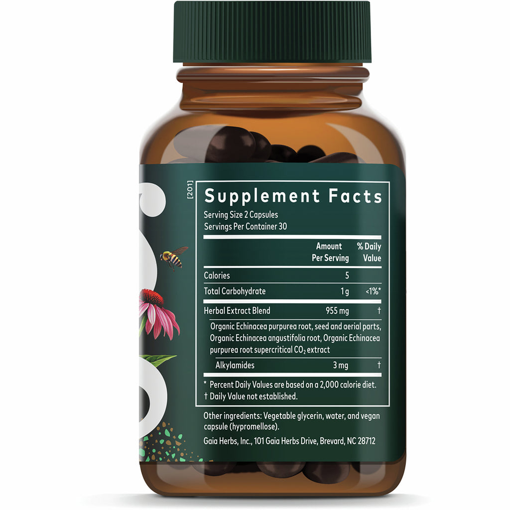 GH007 | Back label showing Supplement Facts panel for 2-capsule serving, herbal extract blend amounts, and other ingredients - Thumbnail