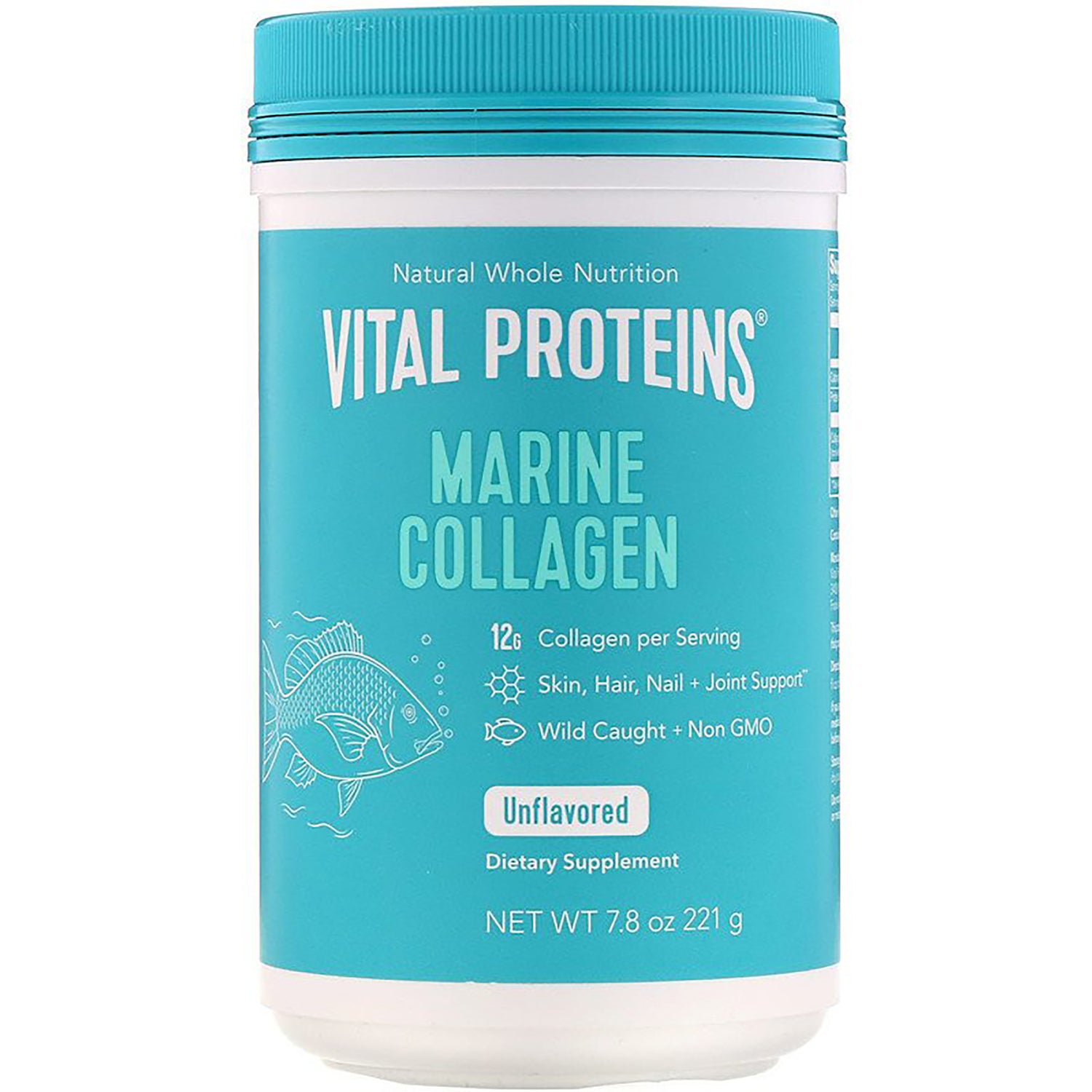 VPR008 | Vital Proteins Marine Collagen, unflavored, 12g collagen per serving, 7.8 oz 221 g front label