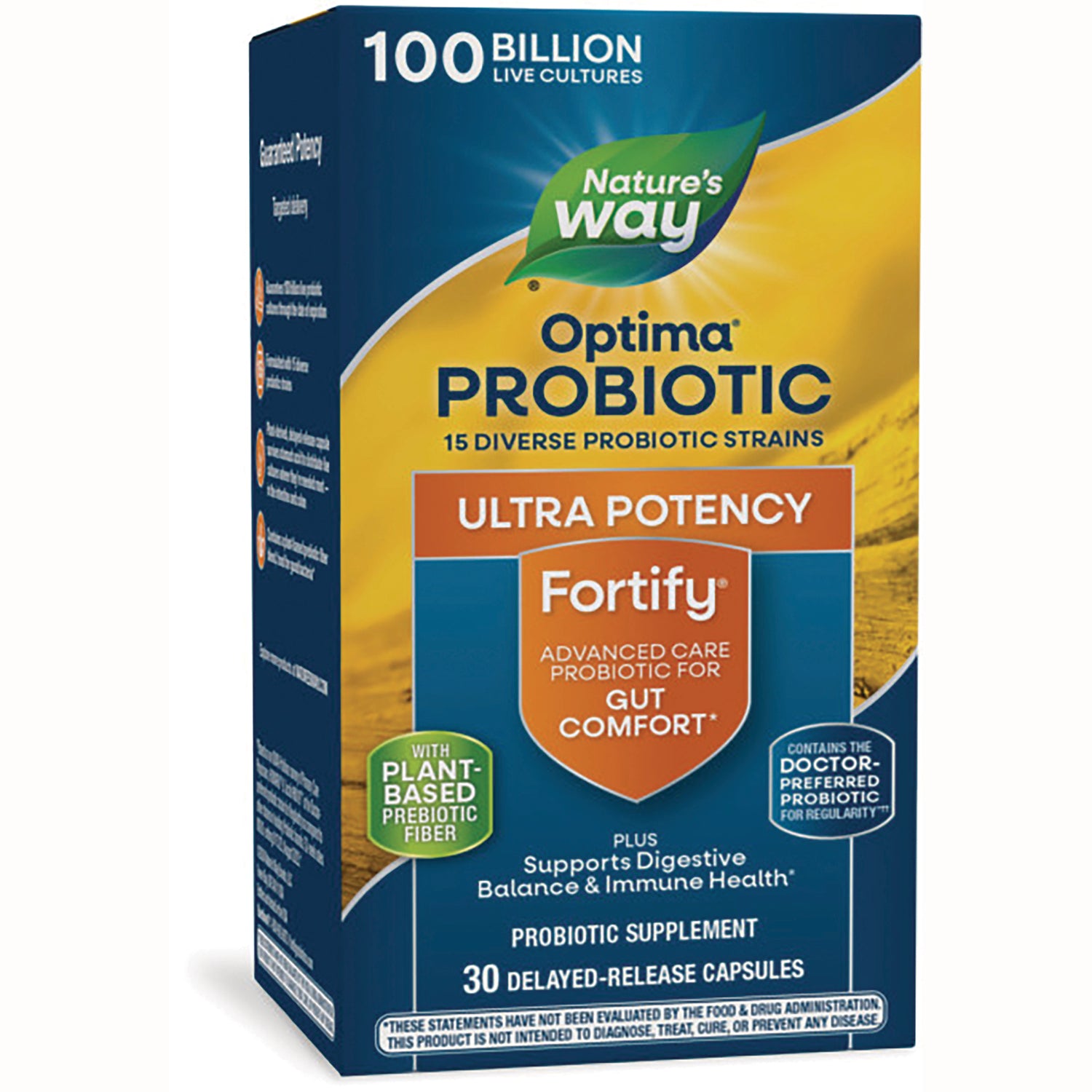 NW804 | Nature's Way Optima Probiotic Fortify ultra potency box, 30 delayed-release capsules, 100 billion live cultures