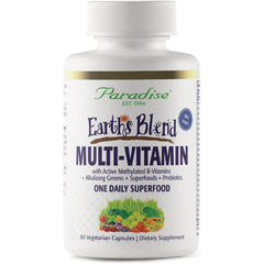 PRH012 | Paradise Earth's Blend Multi-Vitamin white bottle labeled MULTI-VITAMIN One Daily Superfood