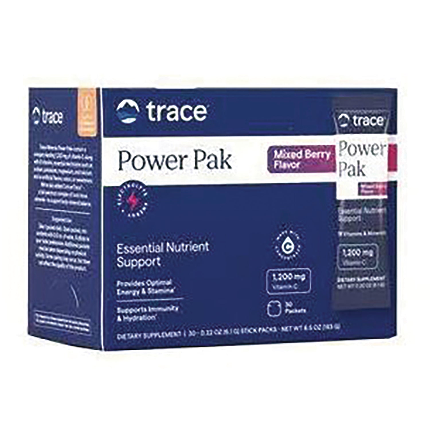 TM119 | Trace Power Pak Mixed Berry Flavor, 30 packets, 1,200 mg Vitamin C electrolyte supplement box