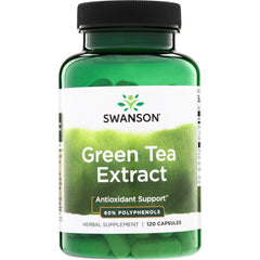 SWH107 | Swanson Green Tea Extract supplement bottle, Antioxidant Support, 60% polyphenols, 120 capsules