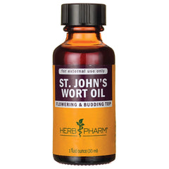 HPH199 | amber glass bottle labeled ST. JOHN'S WORT OIL Herb Pharm 1 fluid ounce