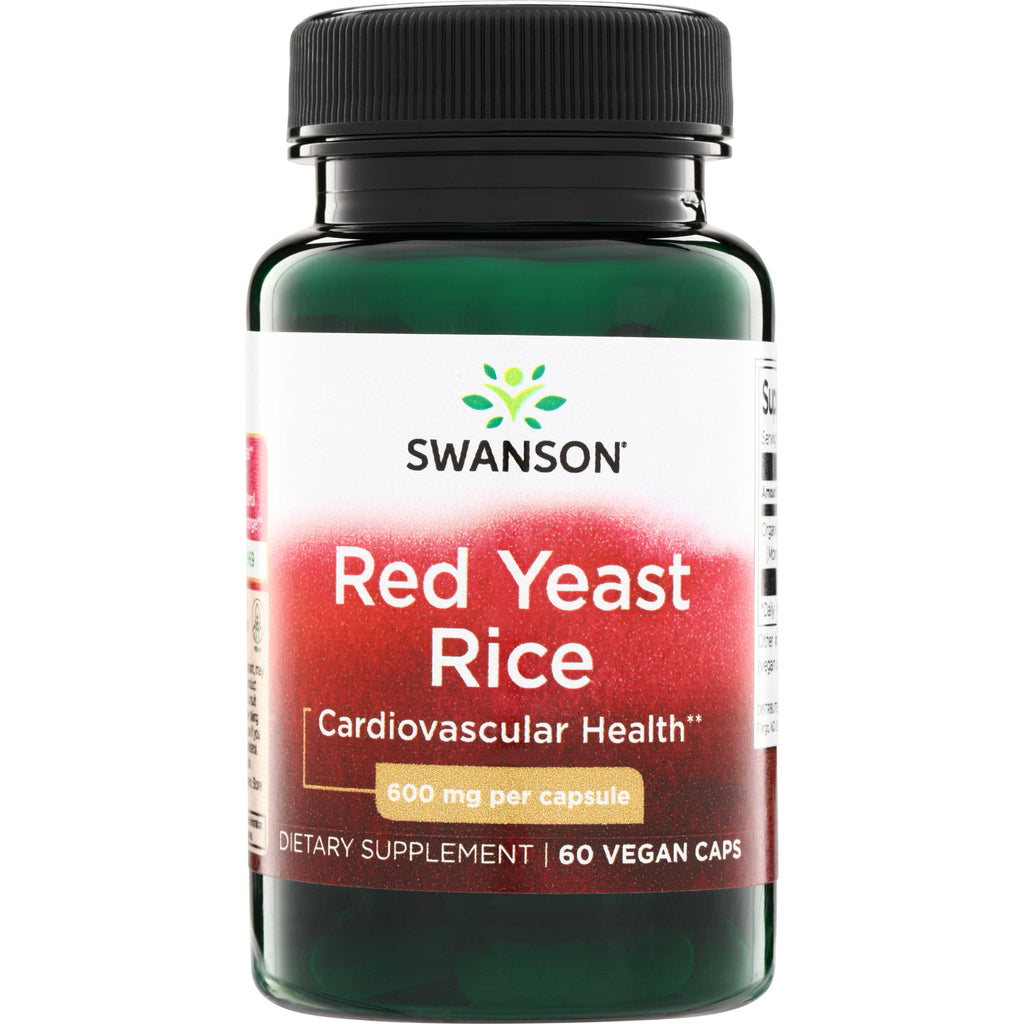SWU991 | Swanson Red Yeast Rice supplement for Cardiovascular Health, 600 mg per capsule, 60 vegan caps, front bottle - Thumbnail