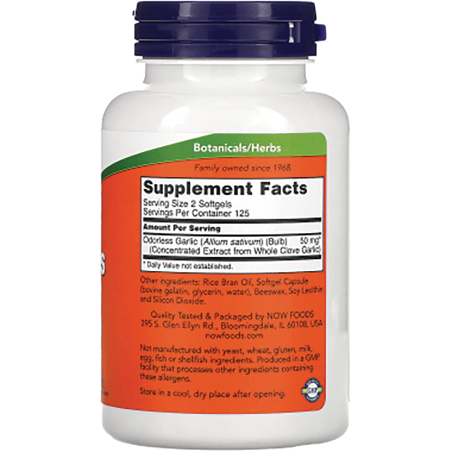 NWF1369 | Back label of white supplement bottle showing Supplement Facts panel and ingredient text