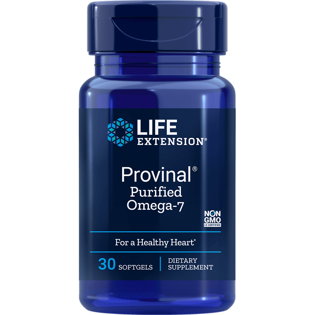 LE347 | Life Extension Provinal Purified Omega-7 30 softgels dietary supplement bottle, front label