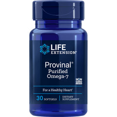 LE347 | Life Extension Provinal Purified Omega-7 30 softgels dietary supplement bottle, front label