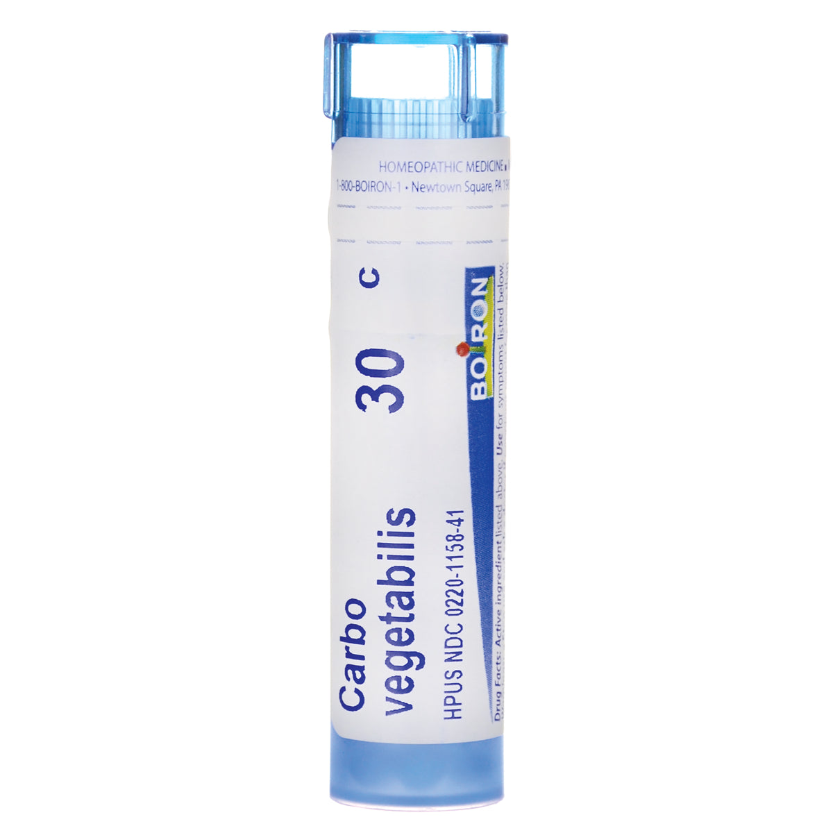 BRN106 | tube of Carbo vegetabilis 30C homeopathic pellets with blue cap, front label showing BOIRON