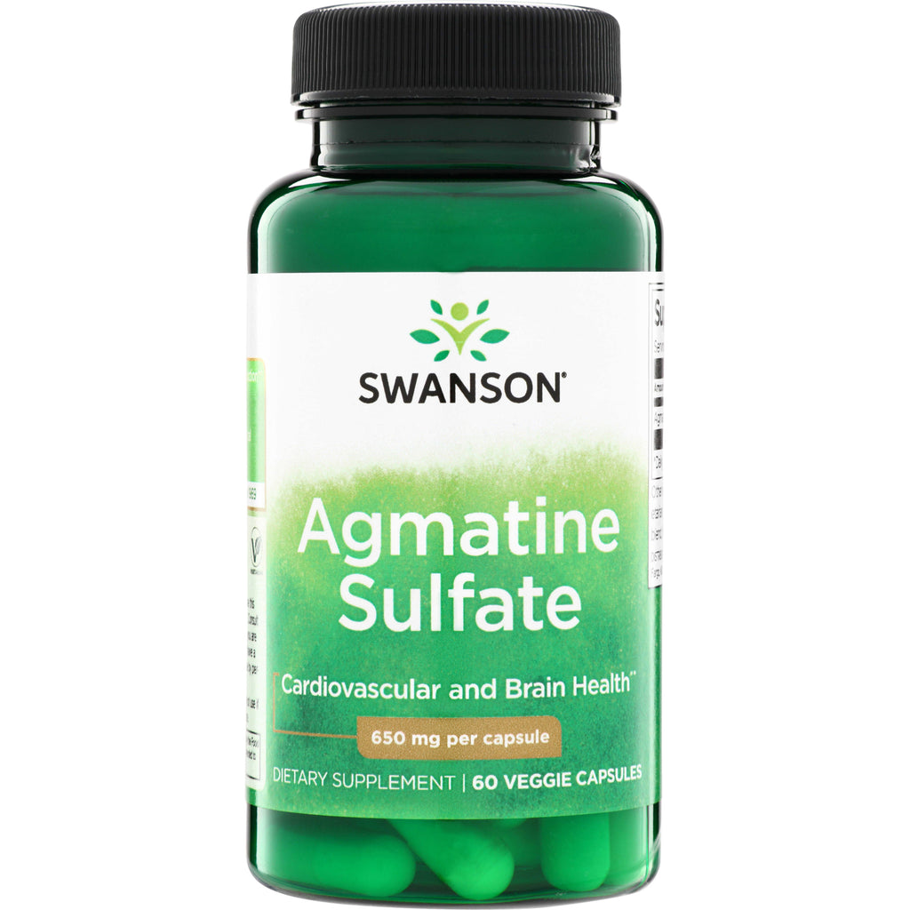 SWRJ002 | Swanson Agmatine Sulfate supplement bottle, 650 mg per capsule, 60 veggie capsules - Thumbnail