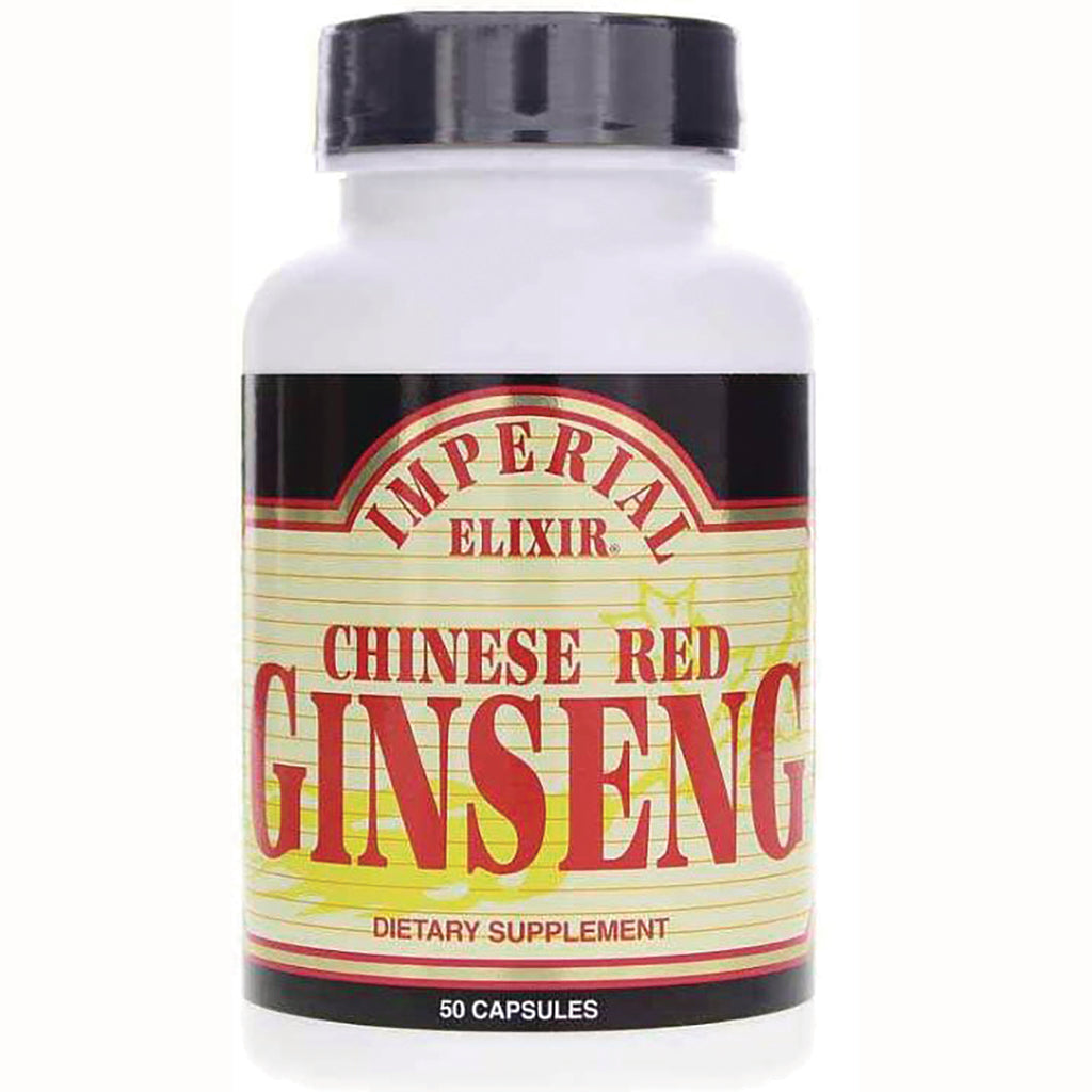 IE008 | Bottle of Imperial Elixir Chinese Red Ginseng dietary supplement, 50 capsules - Thumbnail