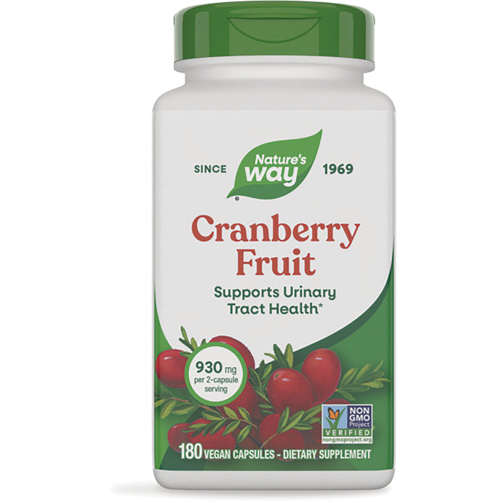 NW724 | Nature's Way Cranberry Fruit supplement bottle front, 180 vegan capsules, 930 mg per 2-capsule serving - Thumbnail